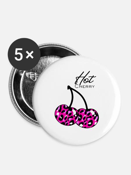 Pink Leopard Muster cherry - Buttons mittel 32 mm (5er Pack) - Weiß