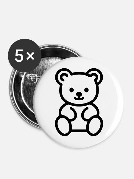Bärenjunges - Buttons mittel 32 mm (5er Pack) - Weiß