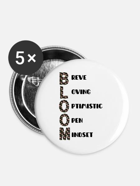 Blumenbuchstaben Florale Typografie - Buttons mittel 32 mm (5er Pack) - Weiß