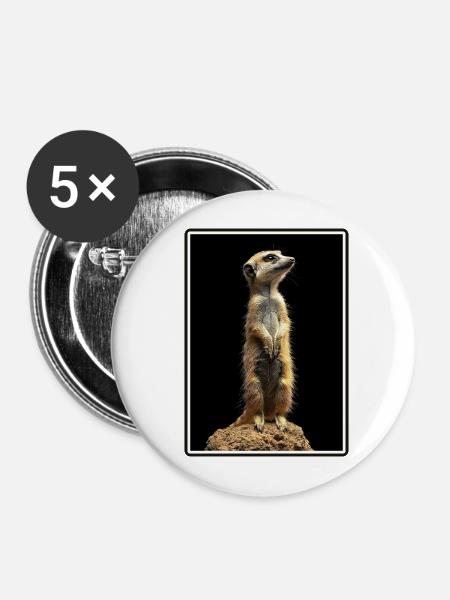 Meerkat Erdmännchen - Buttons mittel 32 mm (5er Pack) - Weiß