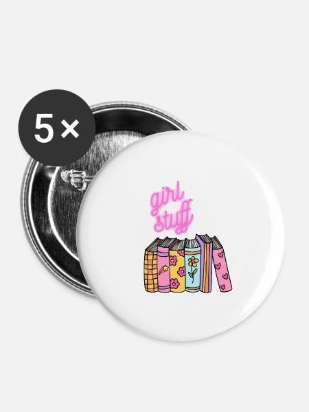Girl Stuff Bücherfarbenzauber - Buttons mittel 32 mm (5er Pack) - Weiß