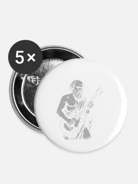 Sokrates spielt Rockgitarre - Buttons mittel 32 mm (5er Pack) - Weiß