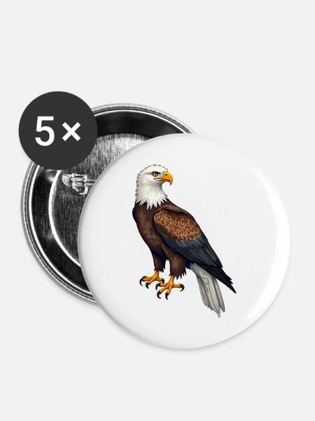 Weisskopfseeadler - Buttons mittel 32 mm (5er Pack) - Weiß