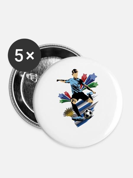 Uruguay - Uruguay - Flaggen - Buttons mittel 32 mm (5er Pack) - Weiß