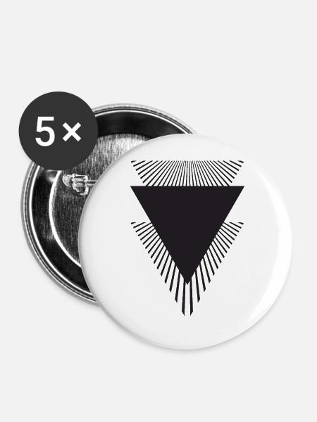 Geometrie der Strahlungsdreiecke - Buttons mittel 32 mm (5er Pack) - Weiß