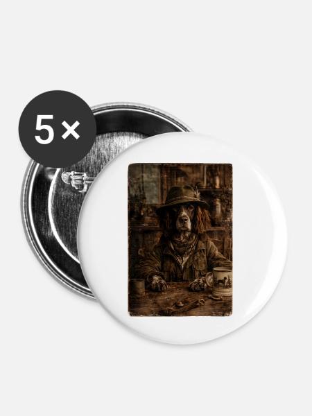 Jägerstolz - Deutsch Langhaar - Buttons mittel 32 mm (5er Pack) - Weiß
