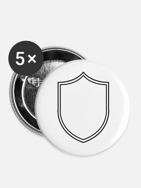Mittelalterlicher Schild - Buttons mittel 32 mm (5er Pack) - Weiß
