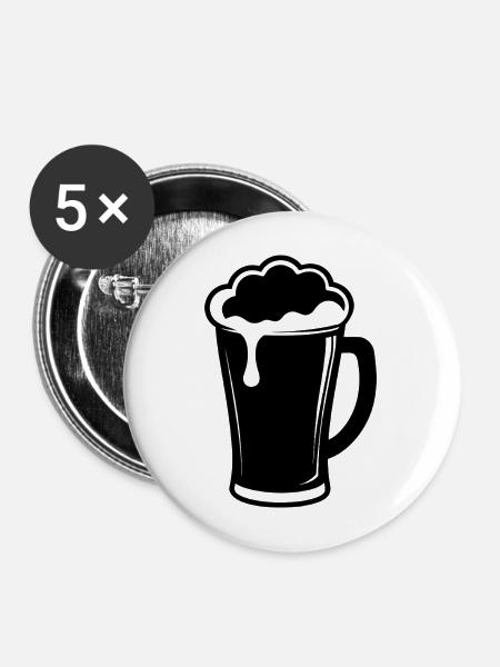 Bierglas - Buttons mittel 32 mm (5er Pack) - Weiß