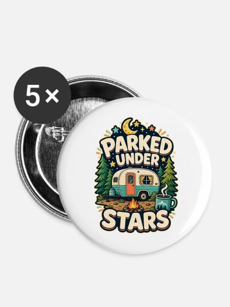 PARKED UNDER STARS - Buttons mittel 32 mm (5er Pack) - Weiß