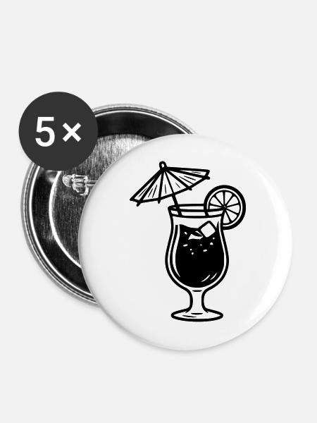 Cocktail - Buttons mittel 32 mm (5er Pack) - Weiß