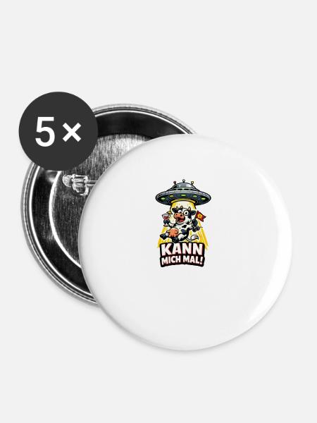 Kuh auf UFO-Abenteuer - Buttons mittel 32 mm (5er Pack) - Weiß