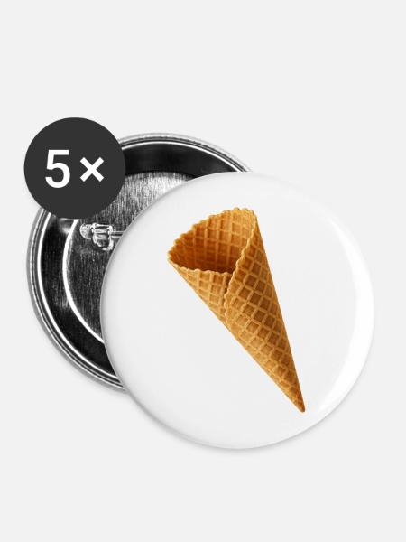 Knusprige Eiswaffel Illustration - Buttons mittel 32 mm (5er Pack) - Weiß