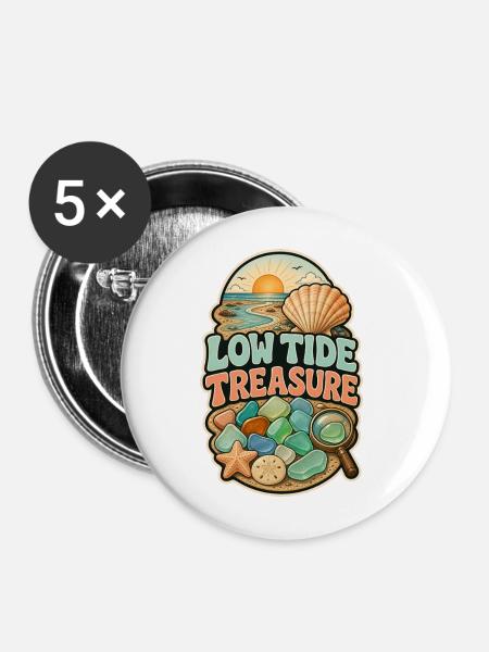 LOW TIDE TREASURE - Buttons mittel 32 mm (5er Pack) - Weiß