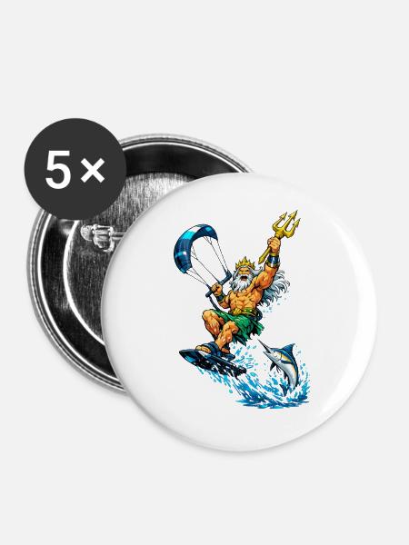 Neptun einmal Sportlich - Buttons mittel 32 mm (5er Pack) - Weiß