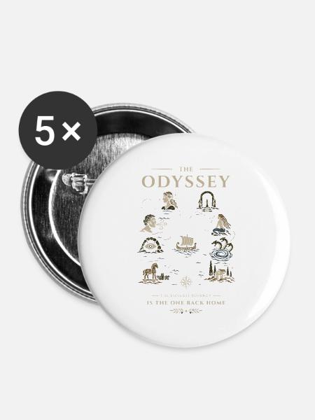 Odyssee Segel der Helden - Buttons mittel 32 mm (5er Pack) - Weiß