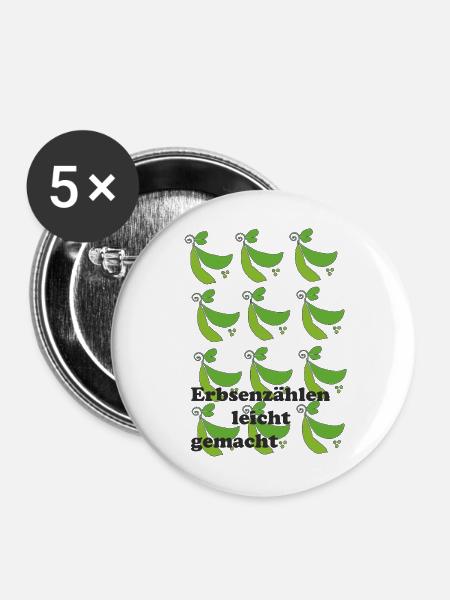 Erbsenzaehlen_leicht_gemacht - Buttons mittel 32 mm (5er Pack) - Weiß