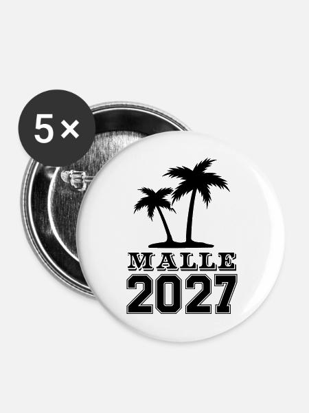 Malle 2027 - Buttons mittel 32 mm (5er Pack) - Weiß