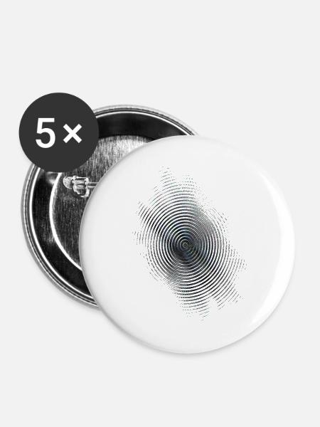 Farbfingerabdruck Kreise - Buttons mittel 32 mm (5er Pack) - Weiß