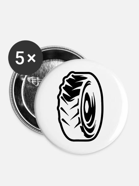 Reifen - Buttons mittel 32 mm (5er Pack) - Weiß