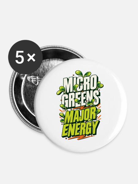 Microgreens Major Energy Shirt - Buttons mittel 32 mm (5er Pack) - Weiß