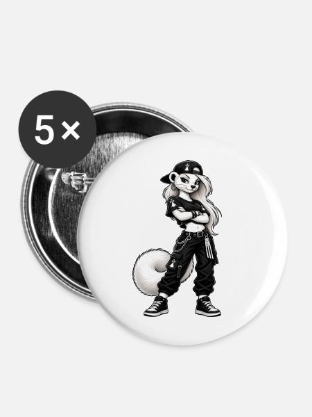 Coole Frau, Hermine - Buttons mittel 32 mm (5er Pack) - Weiß