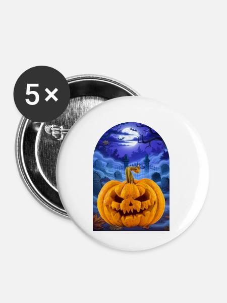 Halloween Pumpkin - Buttons mittel 32 mm (5er Pack) - Weiß