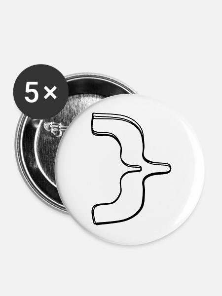 Geschweifte Klammer handgezeichnet - Buttons mittel 32 mm (5er Pack) - Weiß