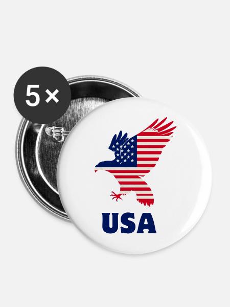 Flag verwenden - Buttons mittel 32 mm (5er Pack) - Weiß