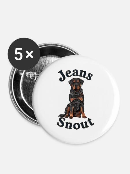Rottweiler im Jeansflicken-Stil - Buttons mittel 32 mm (5er Pack) - Weiß