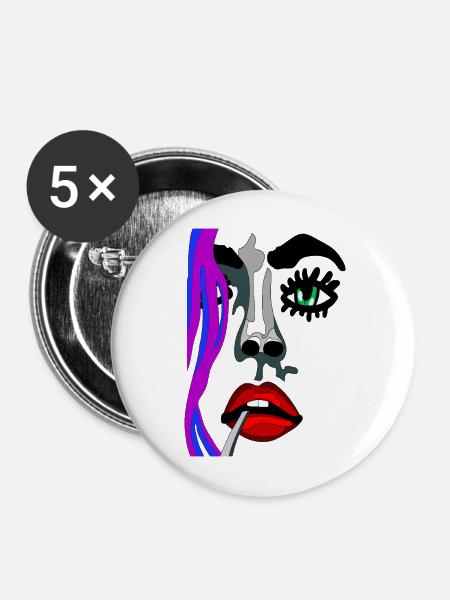 Surreales Farbgesicht Portrait - Buttons mittel 32 mm (5er Pack) - Weiß