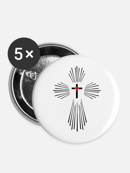 Heiliger Geist Kreuz - Buttons mittel 32 mm (5er Pack) - Weiß