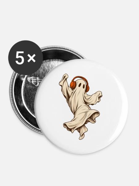 Geistermusik - Buttons mittel 32 mm (5er Pack) - Weiß