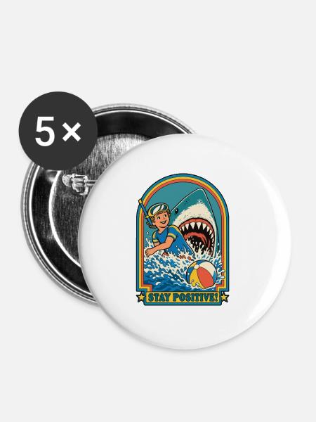 Positiv bleiben - Buttons mittel 32 mm (5er Pack) - Weiß
