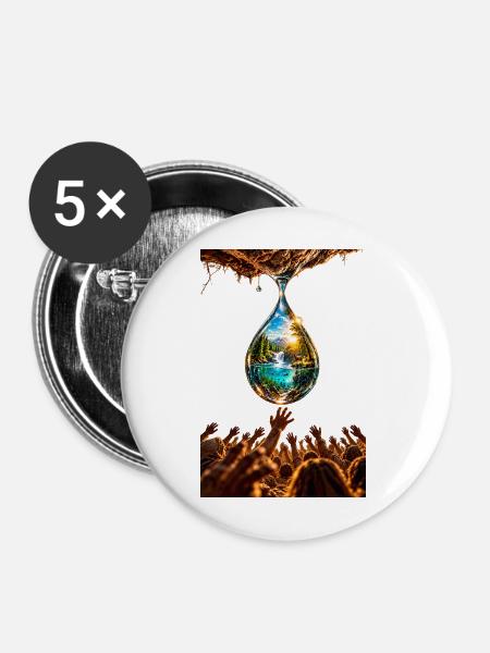 "The last drop" - Buttons mittel 32 mm (5er Pack) - Weiß