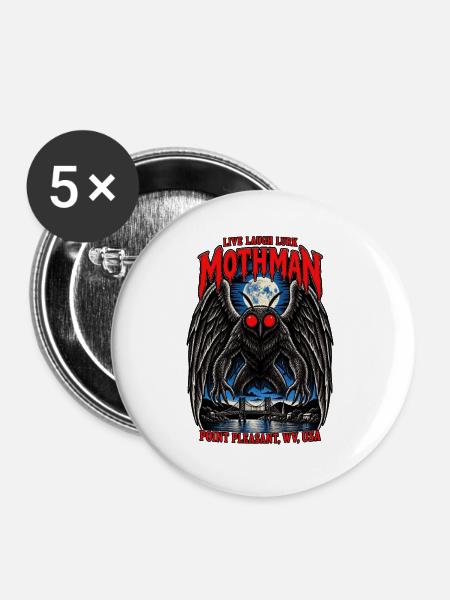 Mothman bei Nacht - Buttons mittel 32 mm (5er Pack) - Weiß