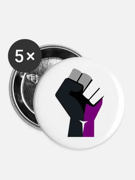 asexuell erhobene Faust - Buttons mittel 32 mm (5er Pack) - Weiß