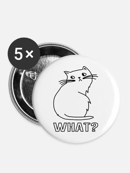 Niedliche Katze What - Buttons mittel 32 mm (5er Pack) - Weiß