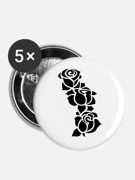 Blumen - Buttons mittel 32 mm (5er Pack) - Weiß