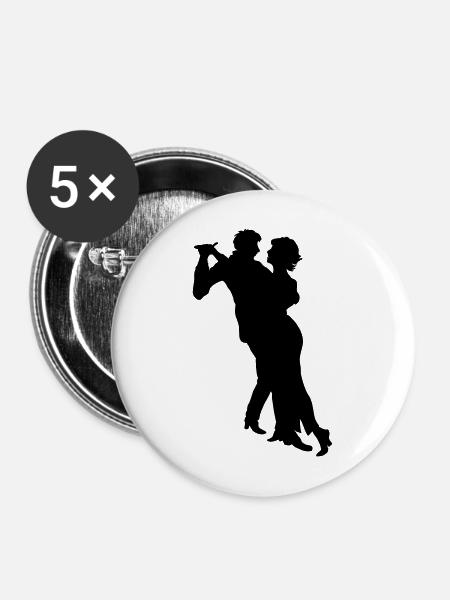 Tanzende, tanzende Paarschattenillustration - Buttons mittel 32 mm (5er Pack) - Weiß