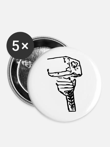 Thors Hammer - Buttons mittel 32 mm (5er Pack) - Weiß