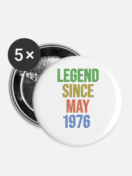 Legende seit Mai1976 - Buttons mittel 32 mm (5er Pack) - Weiß