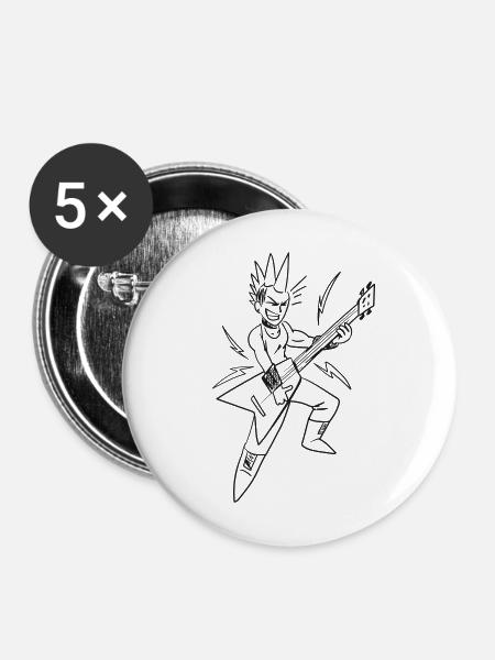 Rocker / Gitarrist - Buttons mittel 32 mm (5er Pack) - Weiß