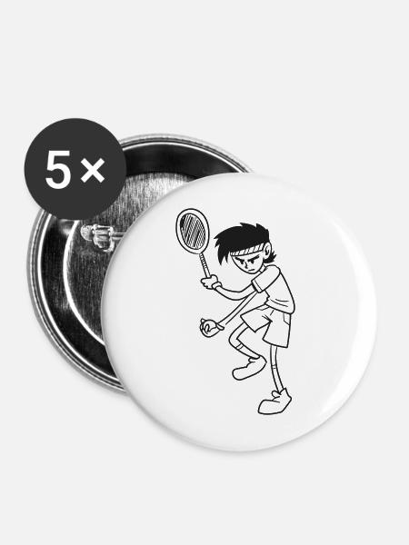 Tennisspieler - Buttons mittel 32 mm (5er Pack) - Weiß