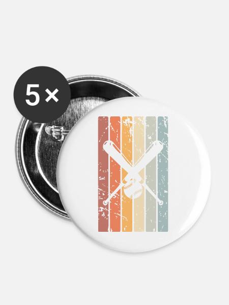 Baseball - Buttons mittel 32 mm (5er Pack) - Weiß