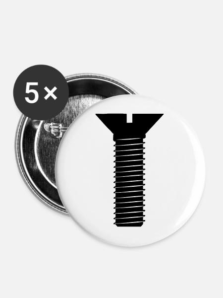 Schraubbolzen gerader Kopf - Buttons mittel 32 mm (5er Pack) - Weiß