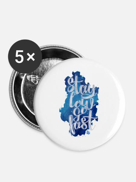 Bleiben Sie niedrig - Buttons mittel 32 mm (5er Pack) - Weiß