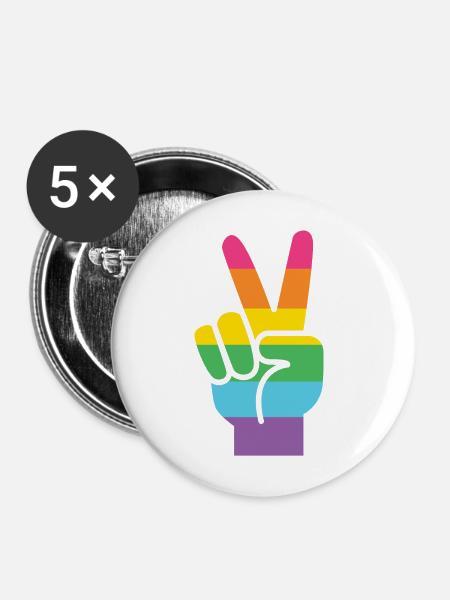 LGBT Pride Monat - LGBT Pride - Buttons mittel 32 mm (5er Pack) - Weiß