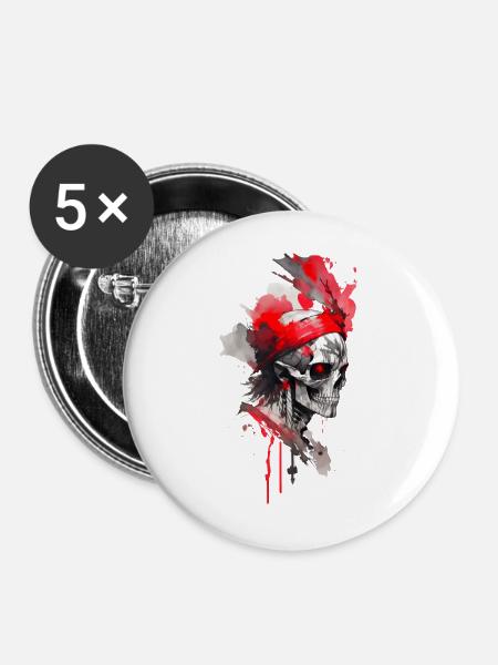 Dämon - Buttons mittel 32 mm (5er Pack) - Weiß