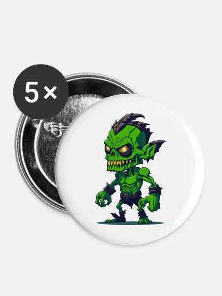 Zombie - Buttons mittel 32 mm (5er Pack) - Weiß