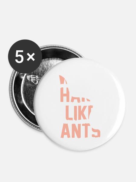 Work Hard Like Ants - Buttons mittel 32 mm (5er Pack) - Weiß